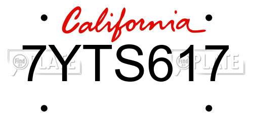 7YTS617 California License Plate