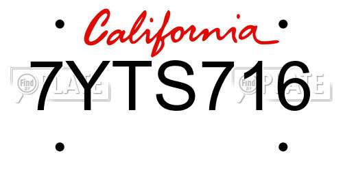 7YTS716 California License Plate