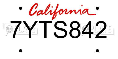 7YTS842 California License Plate