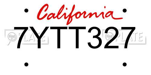 7YTT327 California License Plate