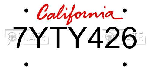 7YTY426 California License Plate