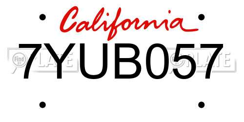 7YUB057 California License Plate