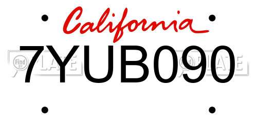 7YUB090 California License Plate