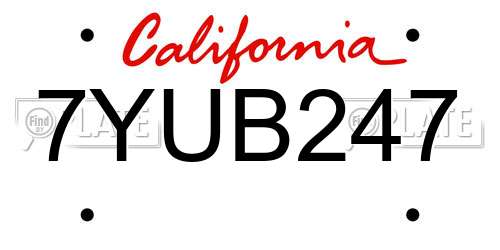 7YUB247 California License Plate