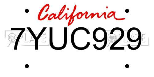 7YUC929 California License Plate