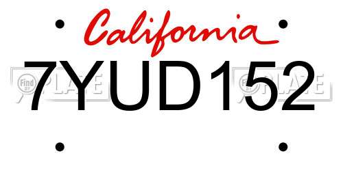 7YUD152 California License Plate