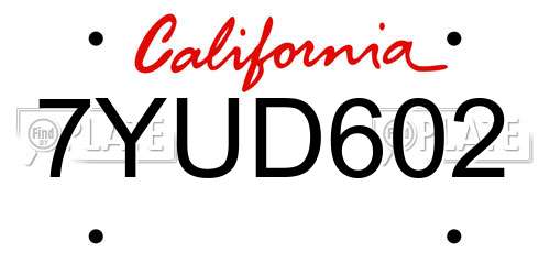 7YUD602 California License Plate