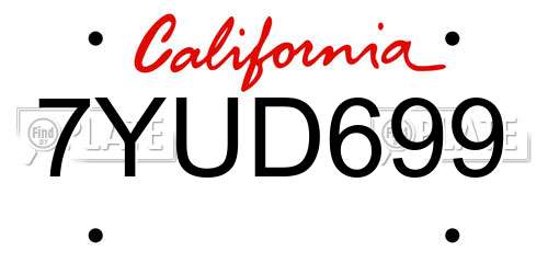 7YUD699 California License Plate