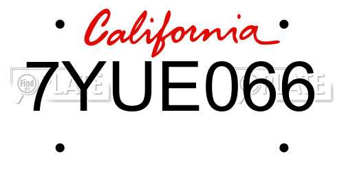 7YUE066 California License Plate