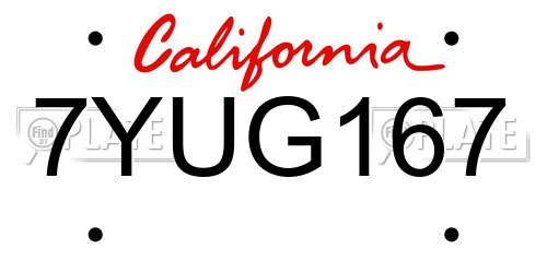 7YUG167 California License Plate