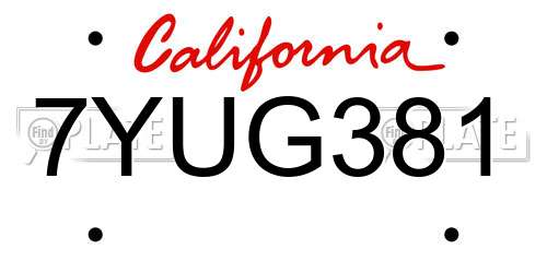 7YUG381 California License Plate