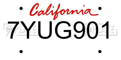 7YUG901 California License Plate