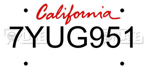 7YUG951 California License Plate