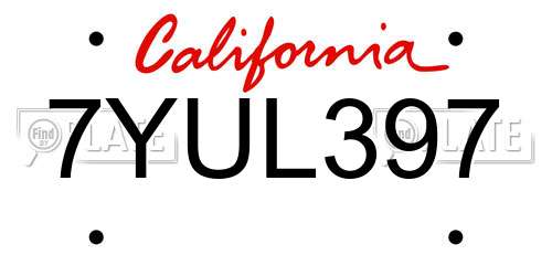 7YUL397 California License Plate