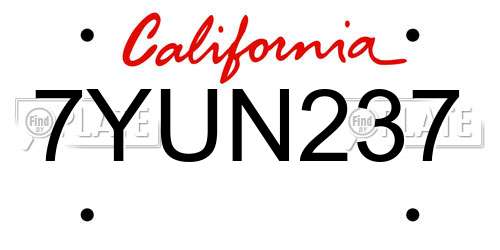 7YUN237 California License Plate