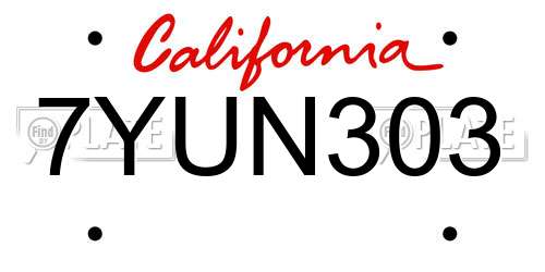 7YUN303 California License Plate
