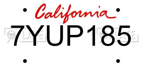 7YUP185 California License Plate
