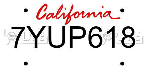 7YUP618 California License Plate