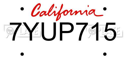 7YUP715 California License Plate