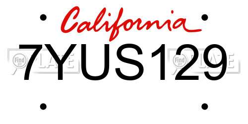 7YUS129 California License Plate