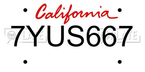 7YUS667 California License Plate