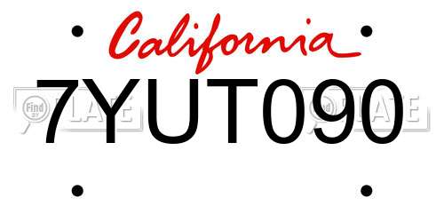 7YUT090 California License Plate