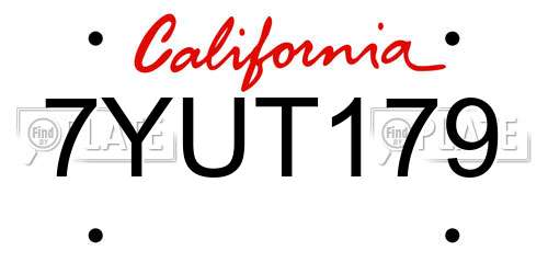 7YUT179 California License Plate