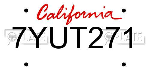 7YUT271 California License Plate