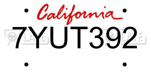 7YUT392 California License Plate
