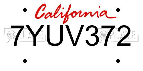 7YUV372 California License Plate