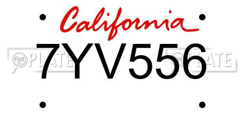 7YV556 California License Plate