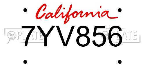 7YV856 California License Plate