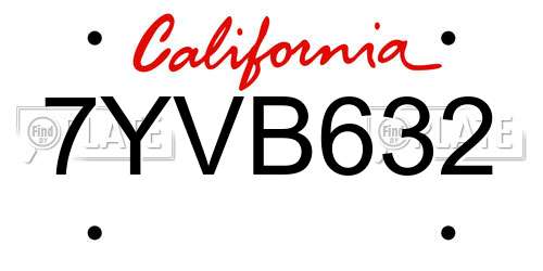 7YVB632 California License Plate