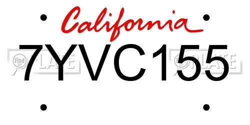 7YVC155 California License Plate