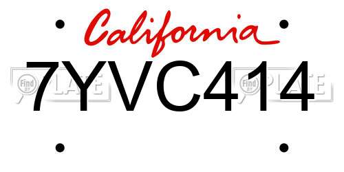 7YVC414 California License Plate