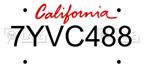 7YVC488 California License Plate