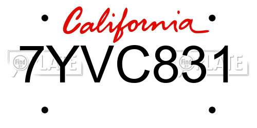 7YVC831 California License Plate