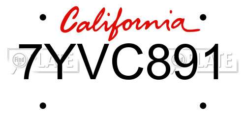 7YVC891 California License Plate