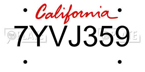 7YVJ359 California License Plate