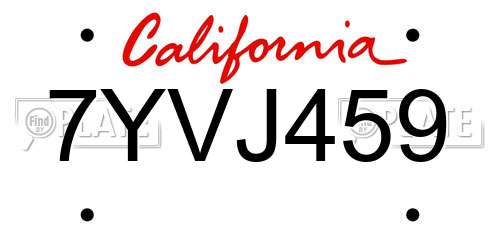 7YVJ459 California License Plate