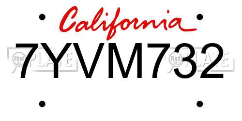 7YVM732 California License Plate