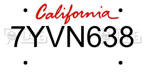 7YVN638 California License Plate