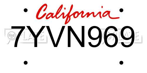 7YVN969 California License Plate