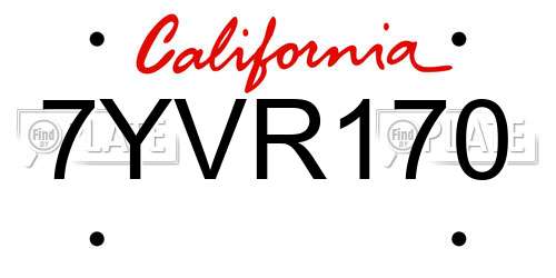 7YVR170 California License Plate