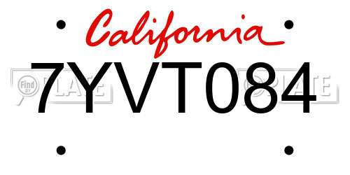 7YVT084 California License Plate