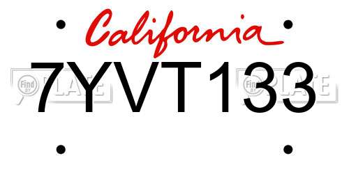 7YVT133 California License Plate