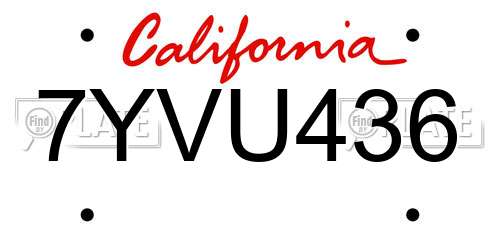 7YVU436 California License Plate
