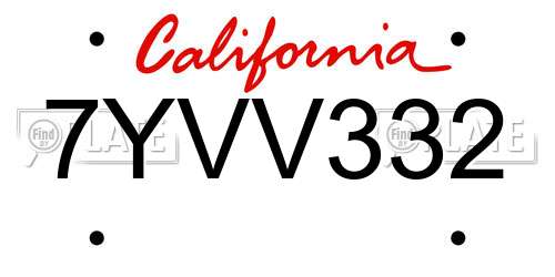 7YVV332 California License Plate