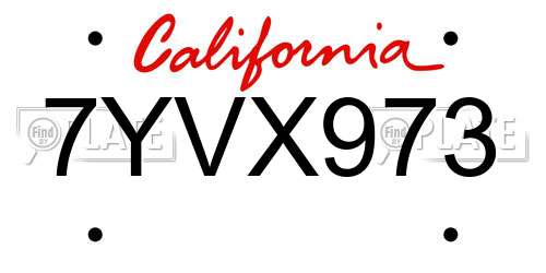 7YVX973 California License Plate