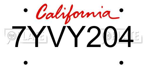 7YVY204 California License Plate